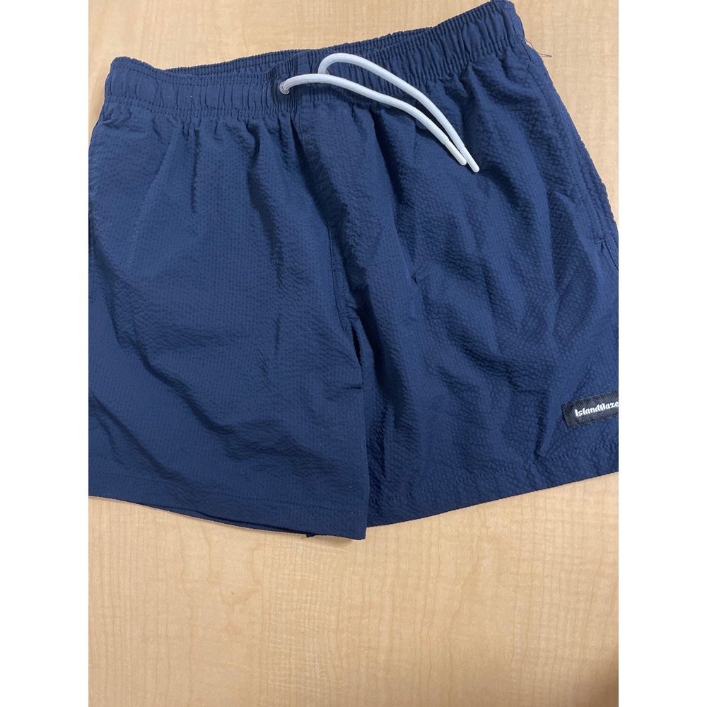 Island Haze Mens Navy Blue Textured Swim Trunks Mesh Lined Size M